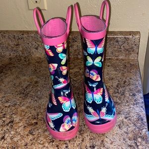 Girls butterfly rain boots